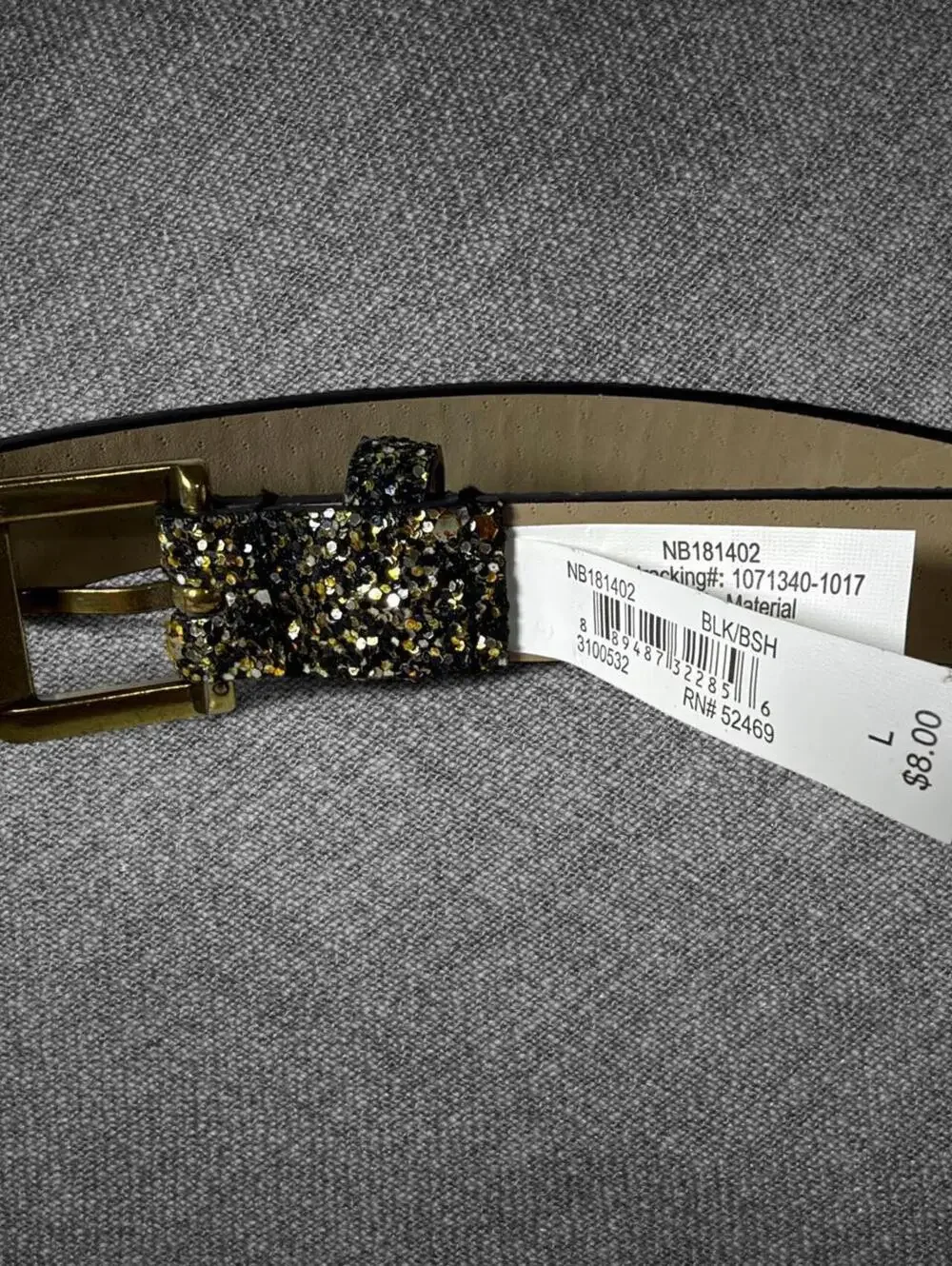Black Gold Glitter Belt Antique Gold Buckle Size L